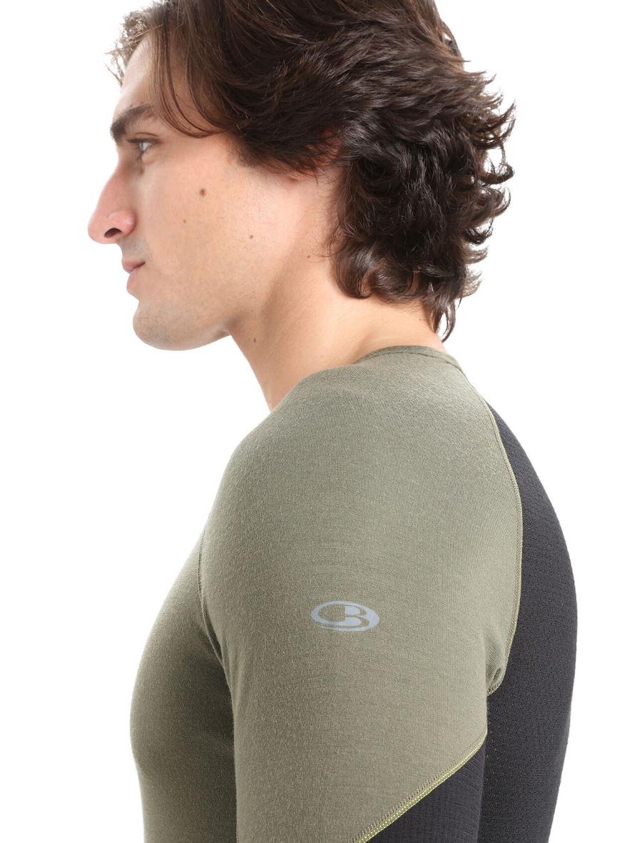 Base Layers Icebreaker BodyfitZone™ Merino 260 Zone Long Sleeve Crewe Thermal Top Męskie Oliwkowe Czarne | PL 1567OKIR